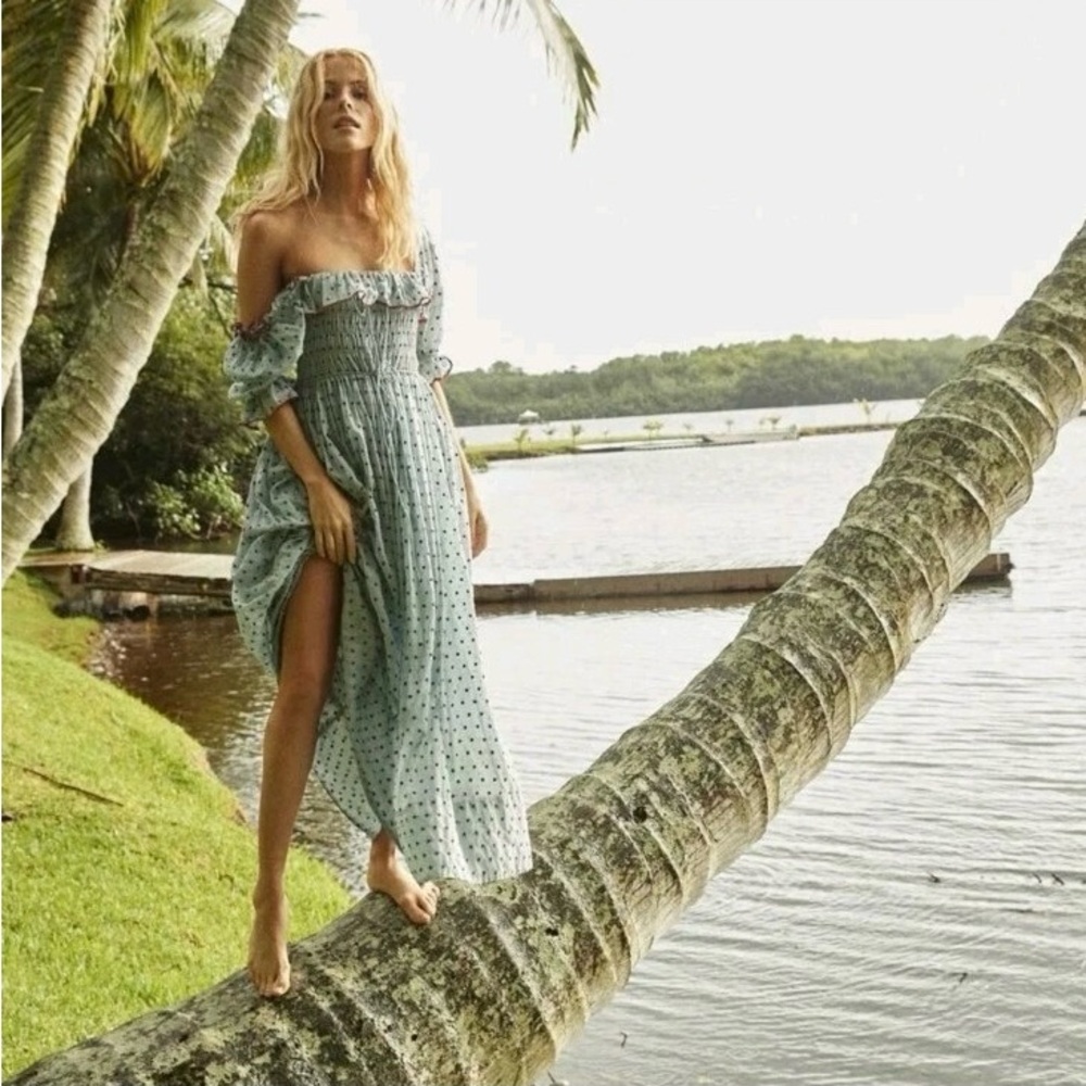 DOEN Sol dress in azure Swiss dot XXS